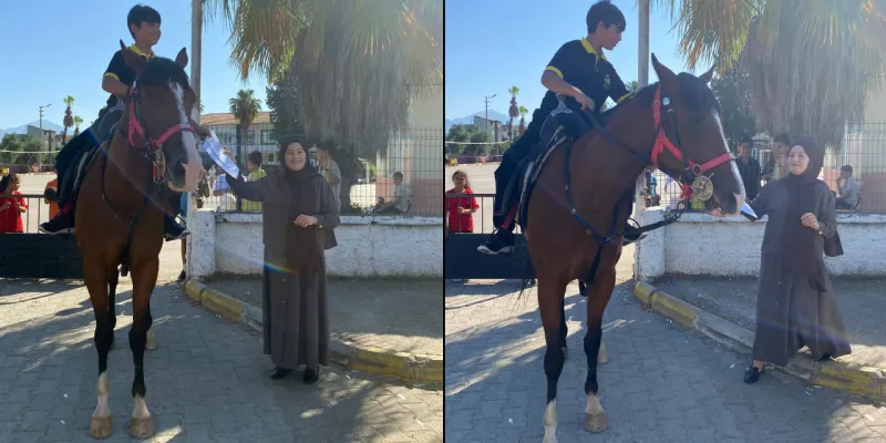 Antalya'da Karne Şoku! Öğrenci Ata Bindi, Herkes Hayrete Düştü